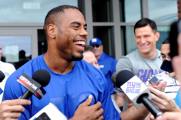 Rashad Jennings talking with media photo credit unknown