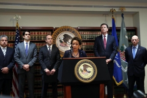 U.S. Attorney General, Loretta Lynch, speaks at press conference regarding FIFA corruption charges