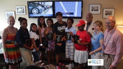 Mayor David Dinkins and the Arthur Ashe Kids Day 2012 Essay Contest winners