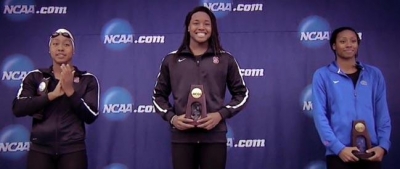 NCAA Women&#039;s Swimming Champions: Left to Right: Lia Neal, Simone Manuel, and Natalie Hinds