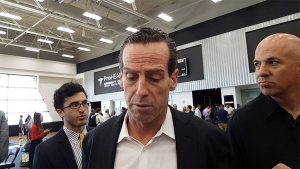 Brooklyn Nets head coach Kenny Atkinson talking with the media