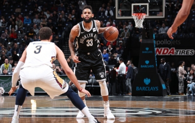 Allen Crabbe, Brooklyn Nets shooting guard has big night against New Orleans Pelicans at Barclays Center on February 10, 2018 