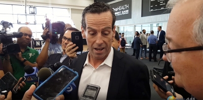 Brooklyn Nets head coach Kenny Atkinson talking with the media. (File Photo)